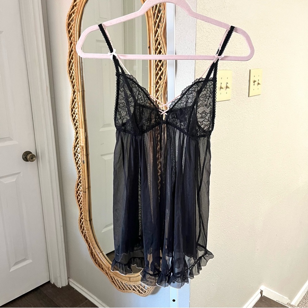 Victoria’s Secret / Black Sheer Lace Lingerie Slip Nightgown
